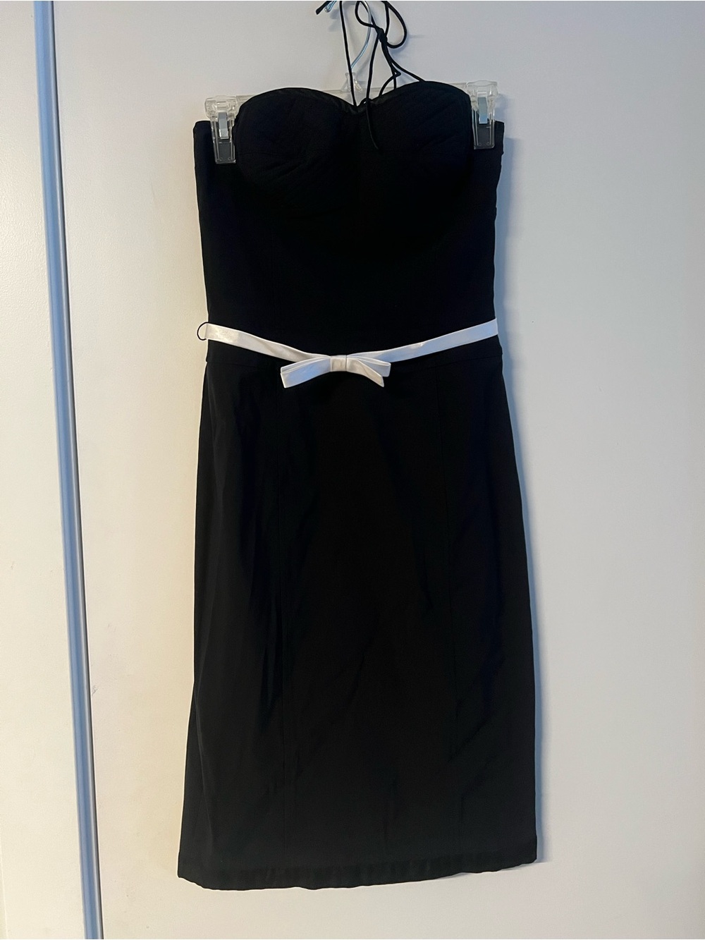 Express Black Strapless Dress with White Bow